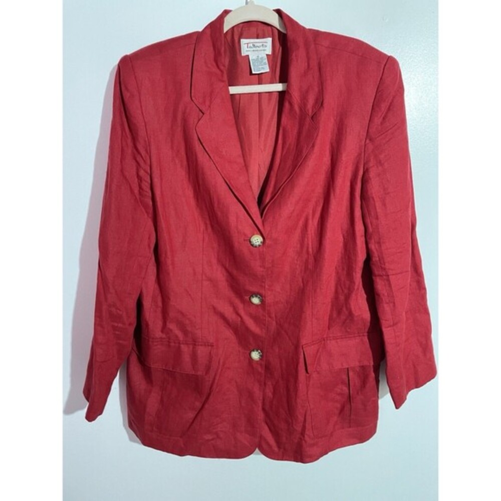 Talbots‎ Blazer 16 Red Linen Old Money Academia Office Classy Holidays